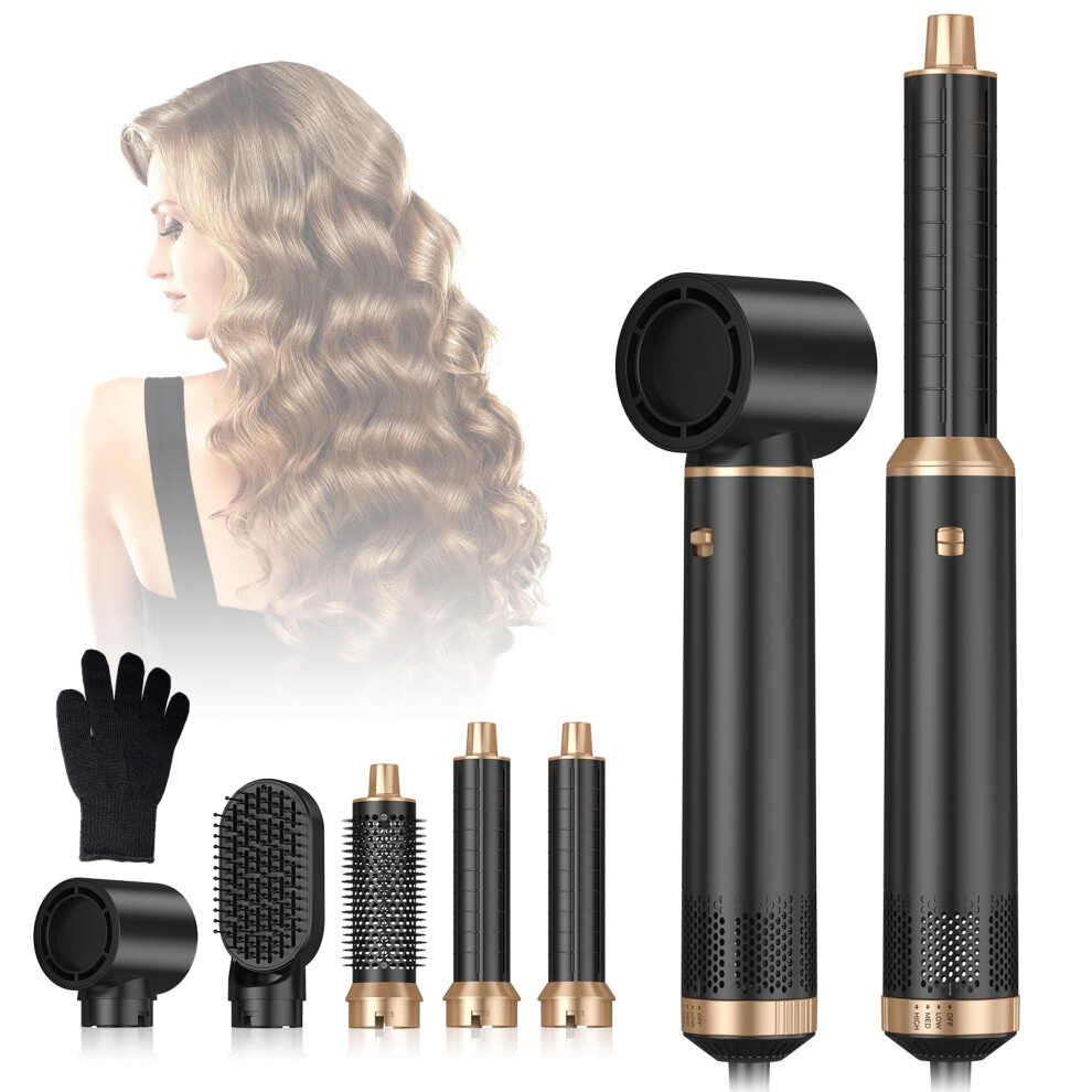 5 in 1 Hot Air Brush Styler Hair Dryer Brush with Ionic Flow for Fast Drying, Straightening and Curling
