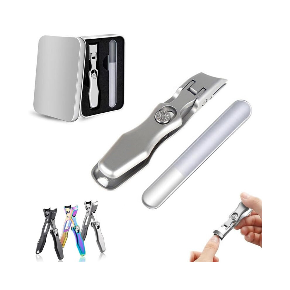 Silver Nail Clippers For Thick Nails With Ultra Sharp Blades, Wide Jaw, Nail Catcher, Heavy Duty For Seniors