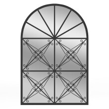 Bogenförmiger Wandspiegel im Fensterstil mit Metallrahmen, 58 x 87 cm