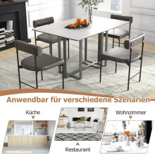2-teiliges Esszimmerstuhl-Set, graues PVC-Leder, gepolsterte Rückenlehne
