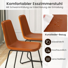 Set aus 2 braunen Esszimmerstühlen aus Kunstleder mit Metallbeinen