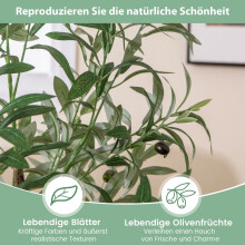Künstliches Olivenbaum-Set, 130 cm, 2-teilig mit Zementtopf