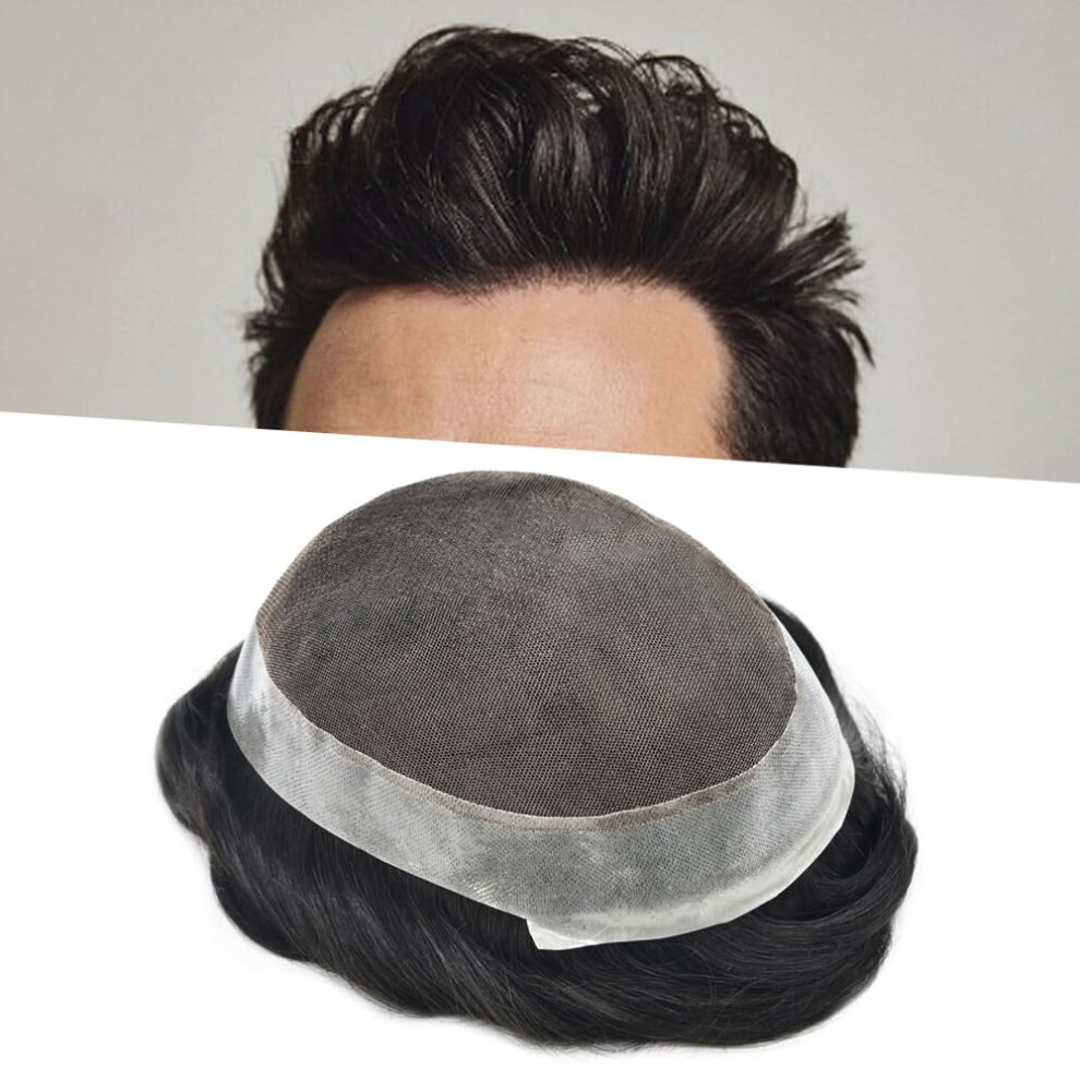 Unisex Brown Men's Toupee 6X8 Darkest Human Hair Hairpiece With Invisible Hairline And Lace Base