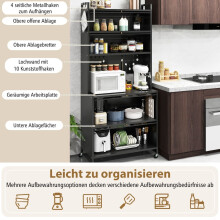 Küchenschrank mit 6 Einlegeböden, schwarz, freistehend