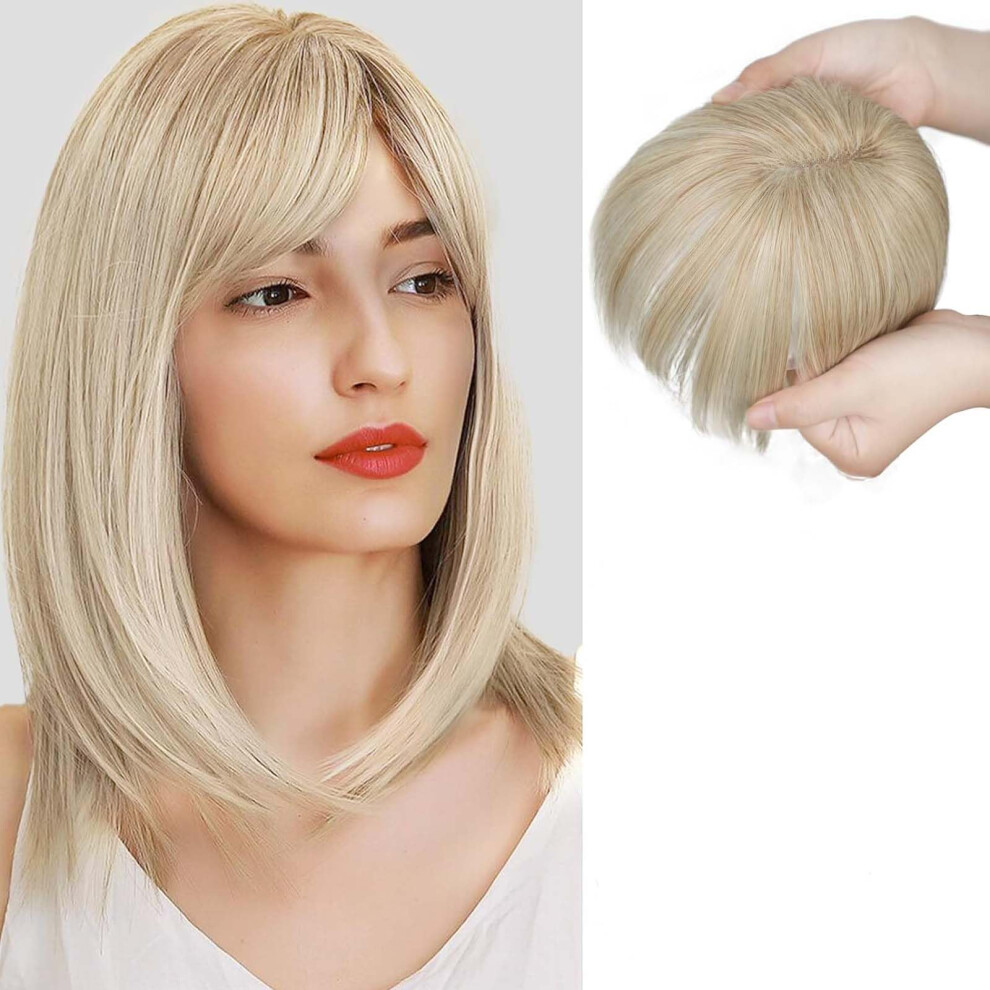 Unisex Clip In Bangs Hairpiece With Temples For Women, Heat Resistant Natural 27/613 Fringe
