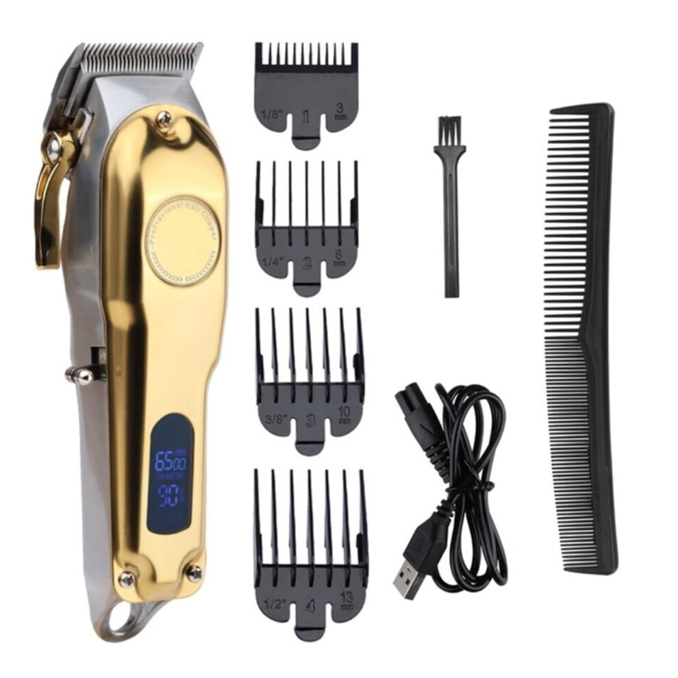 Hair Clippers Professional Cordless Gold Metal with Precise Blade Cutting and USB Rechargeable for Men
