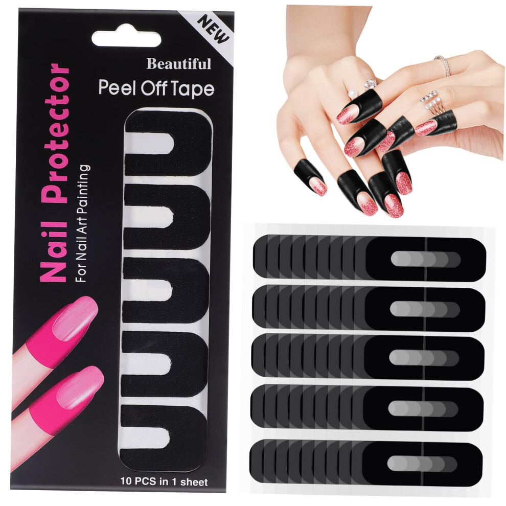 Nail Protector Stickers 100 Pack Reusable UShaped Nail Polish Guard for Clean Mess Painting