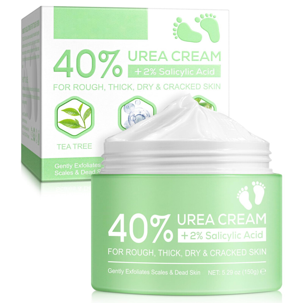 Cream Urea 40% With Salicylic Acid For Feet And Cracked Heels, Deep Hydration And Exfoliation, 5.29Oz