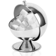 Stainless Steel Spherical Sugar Bowl with Flip Lid for Kitchen Storage and Seasoning