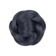 Black Synthetic Hair Bun Extension with Braided Chignon and Secure Claw Clip for Wedding Party