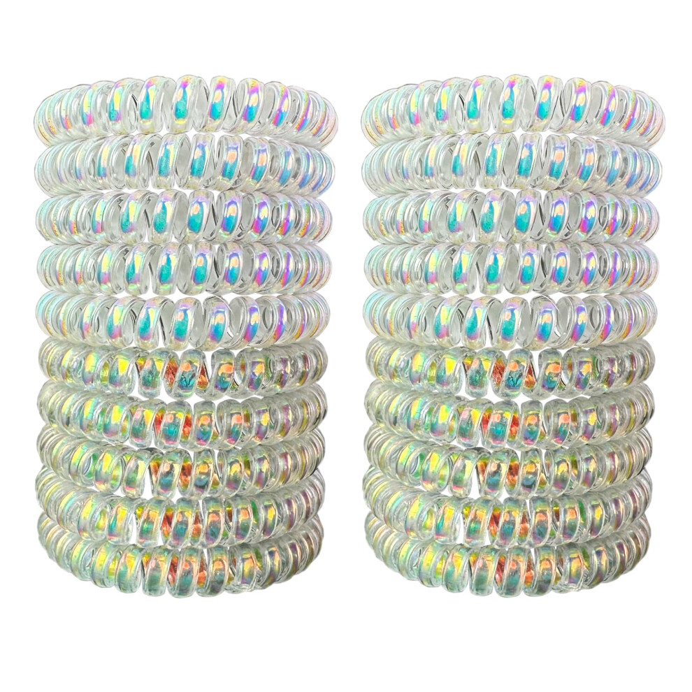 Extra Large Spiral Hair Ties 20 Pack for Thick Hair, No Crease Metallic Coils for Strong Hold
