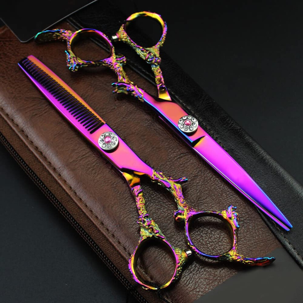 6 Inch Japan 440C Professional Hairdressing Scissors Set with Thinning Shears and Ergonomic Grip