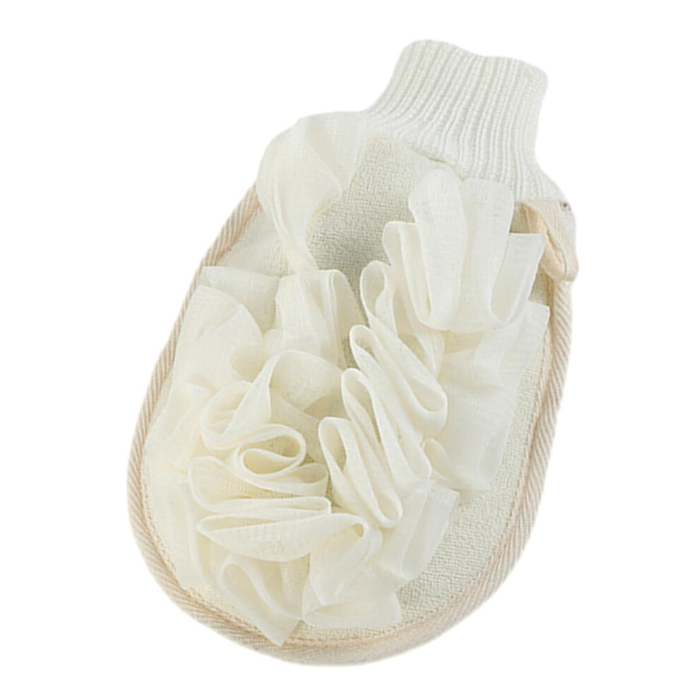 Exfoliating Shower Glove Double Sided Flax Body Scrub Mitt for Gentle Skin and Smooth Complexion