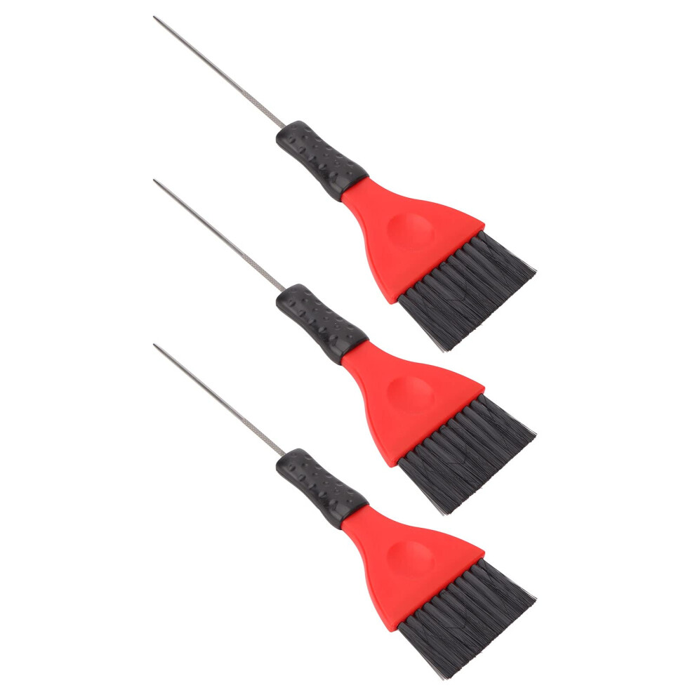 3Pcs Professional Pin Tail Hair Dye Brush with Nylon Bristles and Stainless Steel Pin for Precise Application