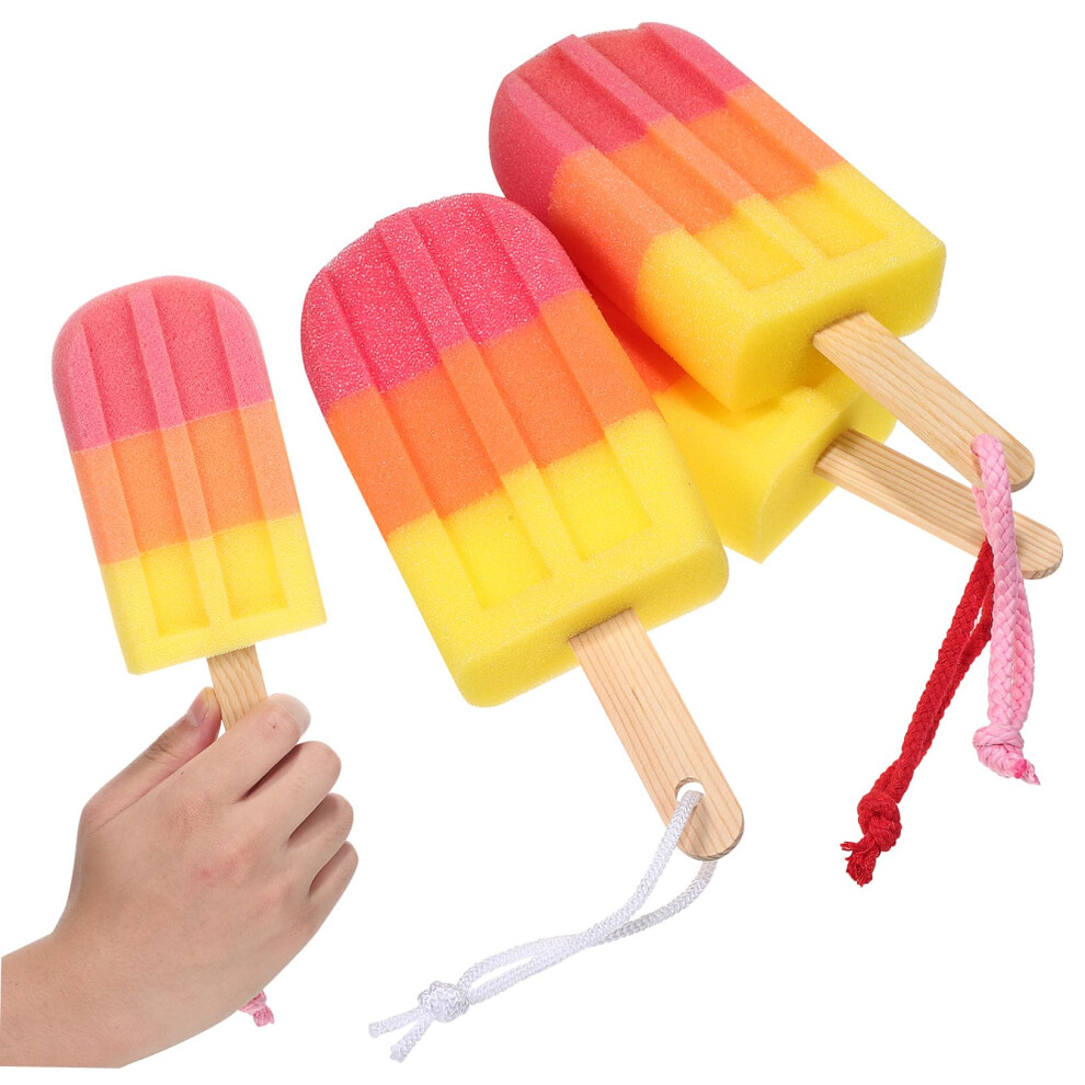 Cream Bath Sponge Brush Set With Ice Design, Soft Exfoliating Back Scrubber For Gentle Skin Cleansing
