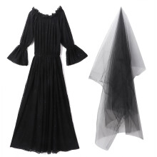 Elegantes, rückenfreies, fließendes langes Kleid mit Empire-Taille und Puffärmeln aus neuartigem Baumwollstoff für Verlobungs-, Strand- und