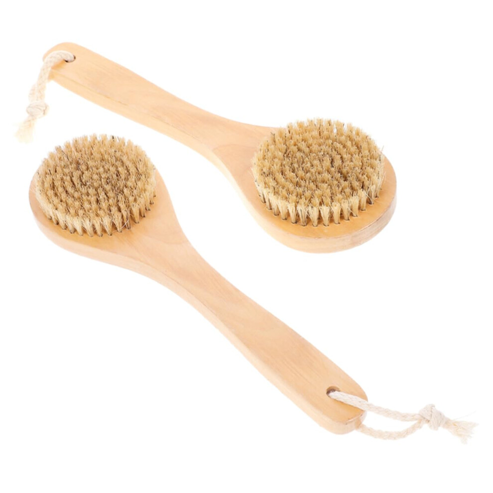 2Pcs Exfoliating Body Brush for Shower with Natural Boar Bristles for Deep Skin Cleansing and Massage