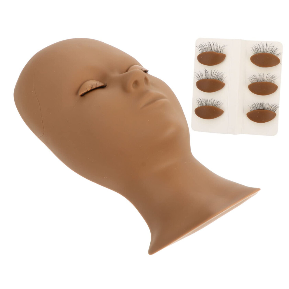 Eyelash Extension Mannequin Head with 4 Pairs Eyelids for Makeup Practice and Training