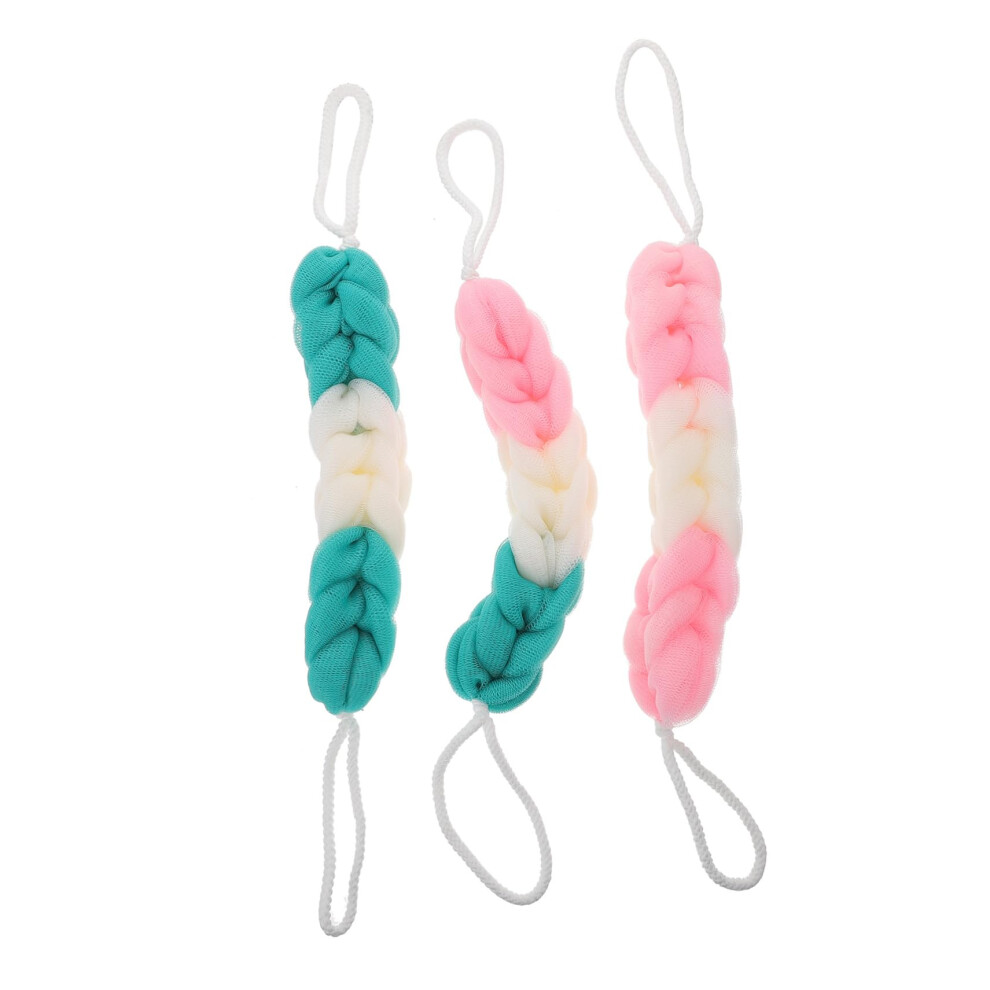 Bath Loofah and Back Scrubber Set with Long Handle, Mesh Pouf, Gentle Exfoliation, 3pcs