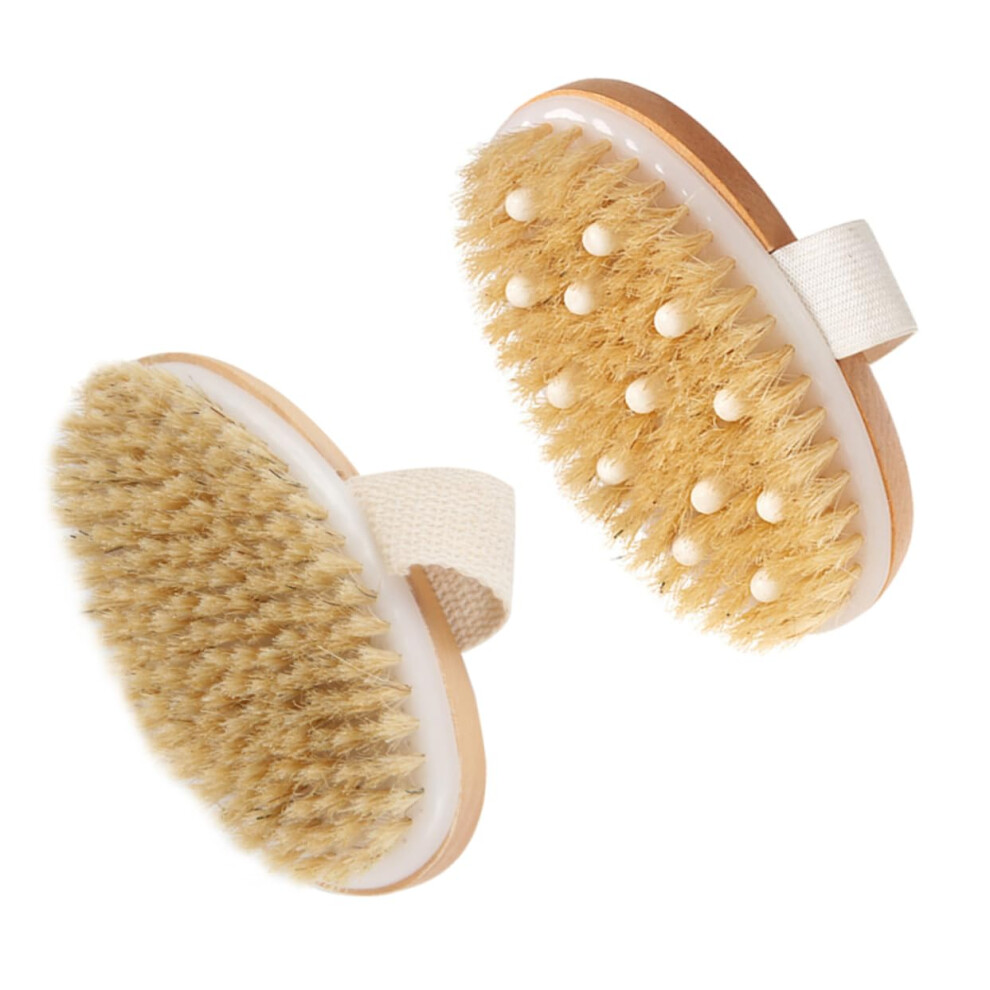 Natural Boar Bristle Bath Brush Set 2pcs Wooden Handle Body Scrubber for Gentle Exfoliation and Massage