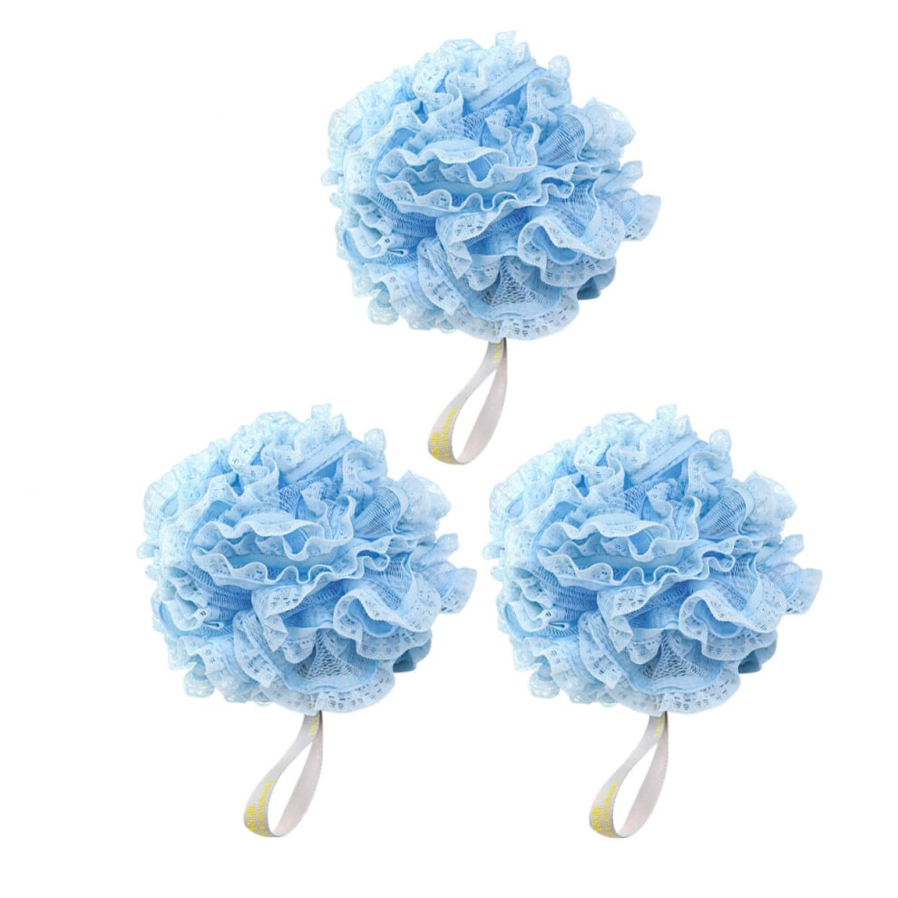 3pcs Bath Sponge Set with Loofah Poufs for Gentle Skin Exfoliation and Rich Lather