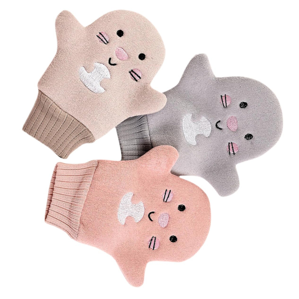 3Pcs Exfoliating Bath Gloves Set for Gentle Skin Cleansing, Korean Body Scrub Mitt Random Colors