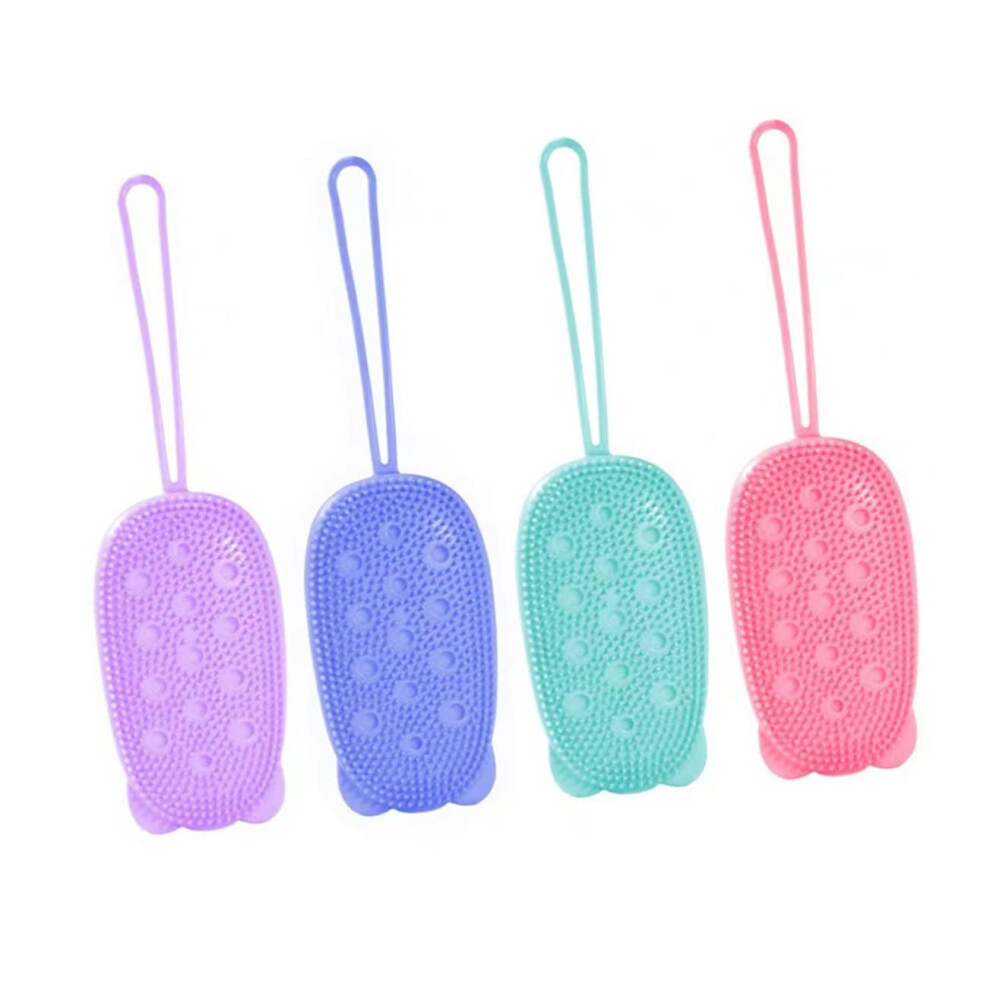 Silicone Body Scrubber Double Sided Bath Brush for Gentle Exfoliation Wet or Dry Brushing 4pcs