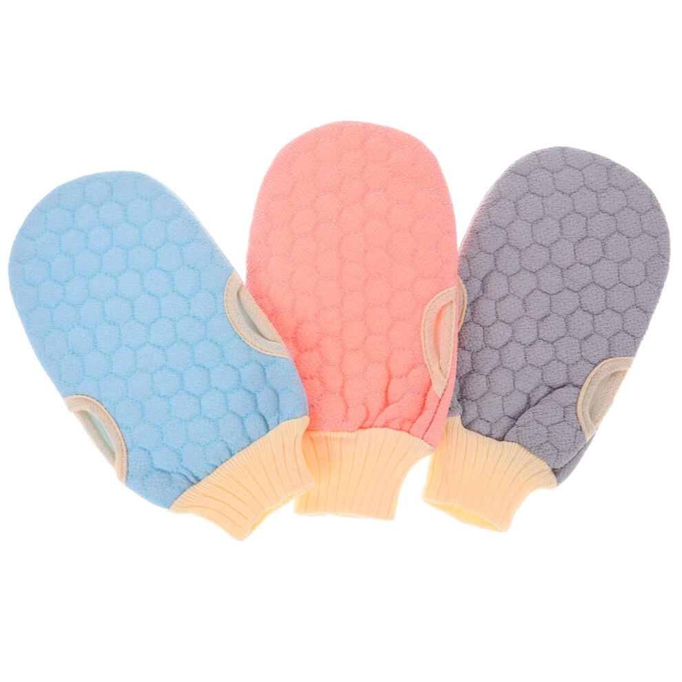 Exfoliating Gloves 3pcs Set for Dead Skin Removal, Shower Body Scrubber Mitt for Smooth Skin