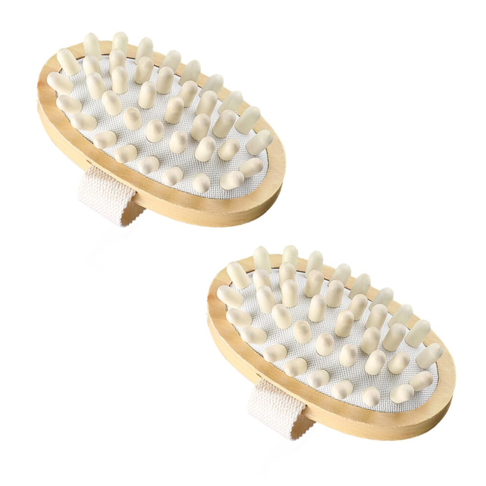2pcs DualSided Wooden Bath Brush Set with Exfoliating Body Scrubber and Relaxation Massage Function