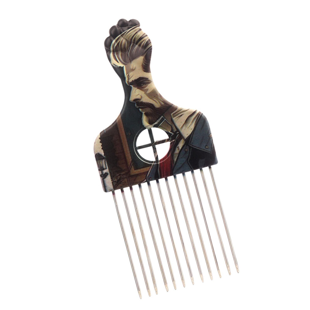 Unisex Afro Pick Comb With Durable Stainless Steel Teeth For Gentle Curl Detangling And Versatile Styling
