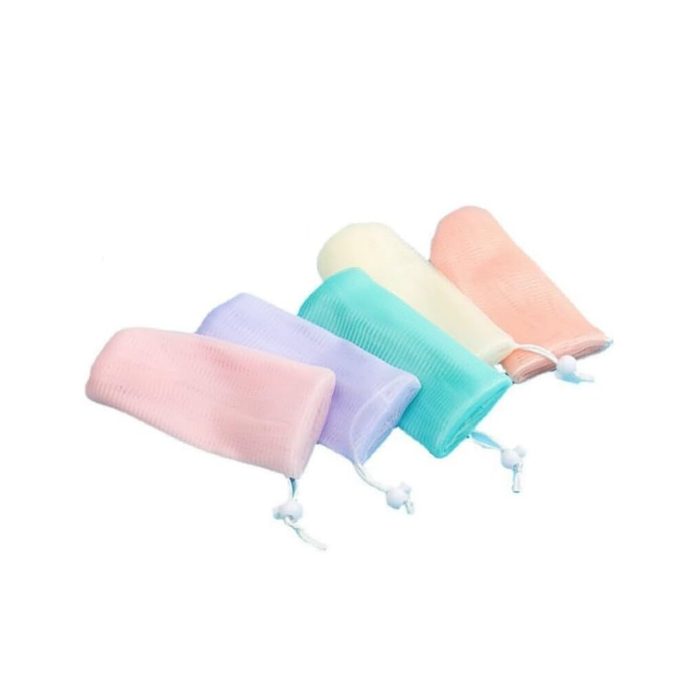 5Pcs Soap Saver Bag Exfoliating Mesh Pouch with Drawstring for Shower Body and Face, 5 Colors