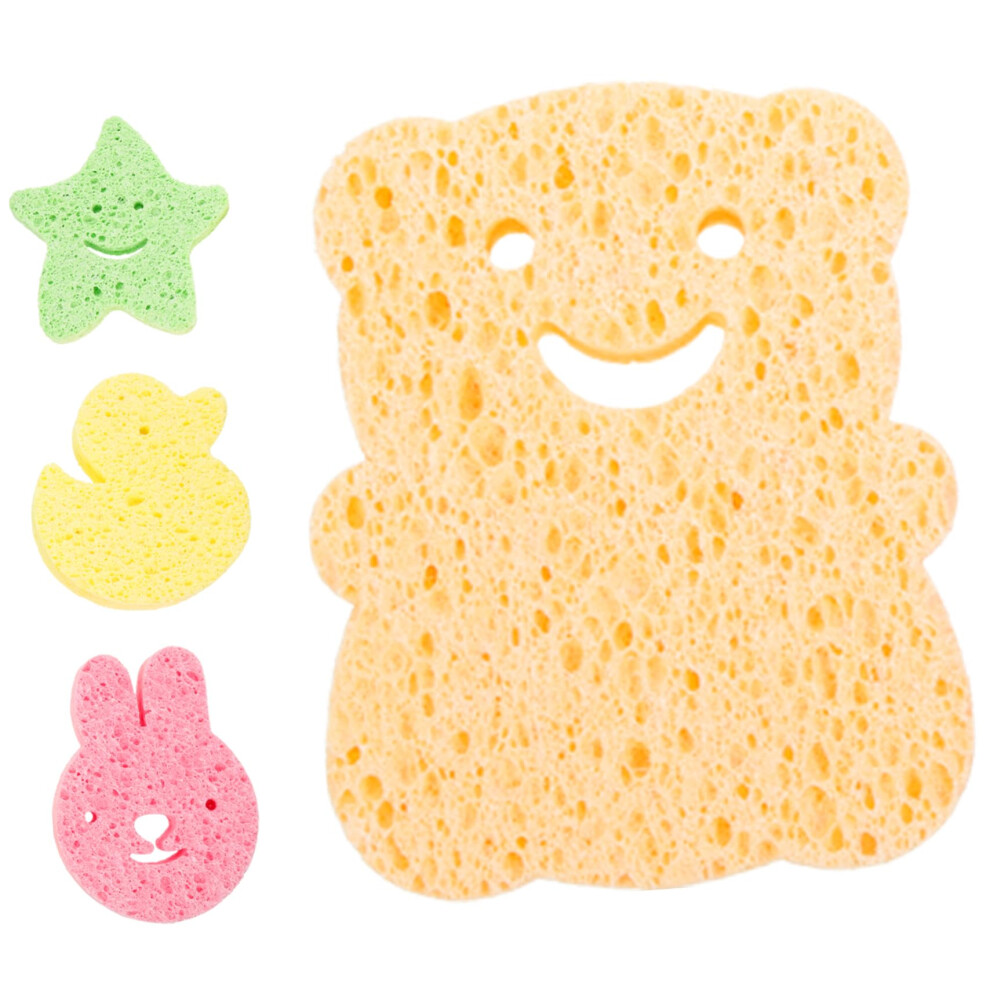 Baby Bath Sponge Set Soft Cartoon Scrubber for Newborns Gentle Exfoliating Shower Sponges