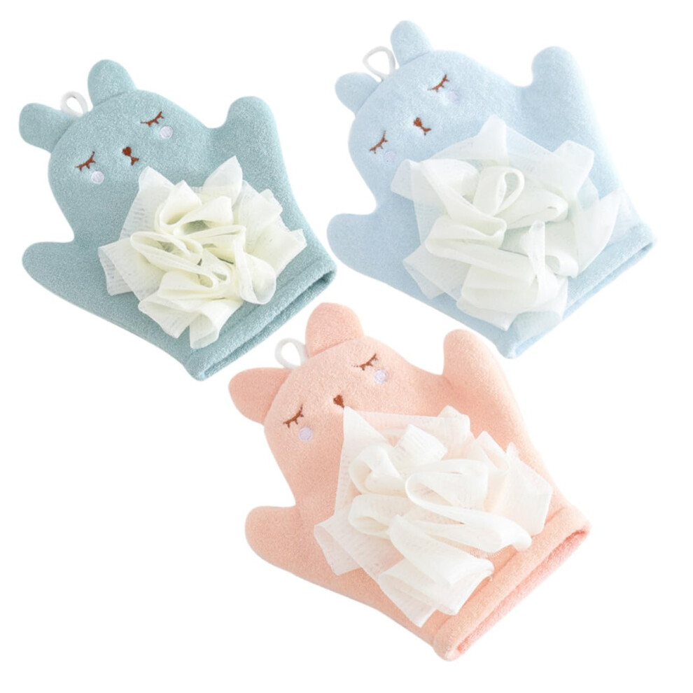 3pcs DoubleSided Exfoliating Bath Mitts for Deep Skin Cleansing Soft Body Scrub Gloves