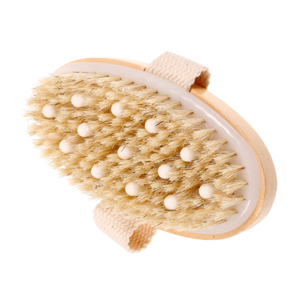 Natural Boar Bristle Body Brush and Shower Scrubber with Ergonomic Grip for Deep Back Cleansing