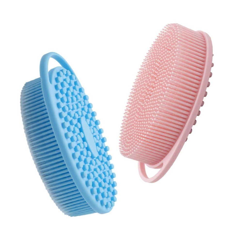 2pcs Silicone Body Scrubber with Gentle Scalp Massage, DoubleSided Exfoliating Shower Brush