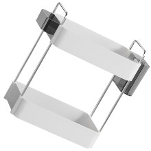 Countertop Storage Rack DoubleTier Kitchen Organizer Shelf with Hanging Basket BreakResistant White