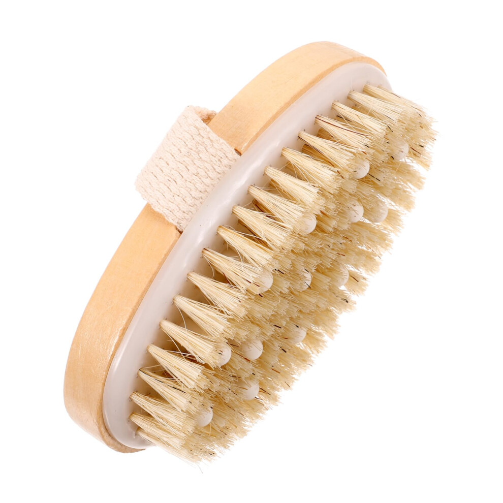 Bath Brush with Natural Bristles, Long Handle Body Scrubber for Gentle Exfoliation and Deep Cleansing