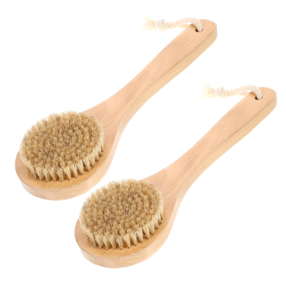 2PCS Natural Bristle Bath Brush for Gentle Exfoliation and Deep Body Scrubber Cleaning