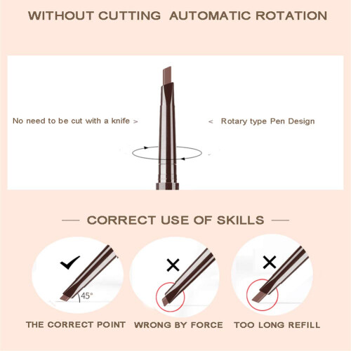 Waterproof Smudgeproof Eyebrow Pencil with Brush, Dual Pack Light Gray Automatic Rotation Design 1