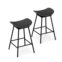 Juego de 2 taburetes de bar giratorios de piel sintética negra con rotación de 360 grados