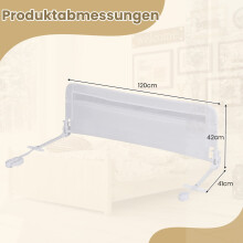 Barandilla de cama plegable para niños pequeños, 120 cm, funda extraíble