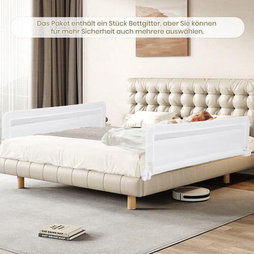 Sponda pieghevole per letto per bambini, 120 cm, rivestimento sfoderabile 2