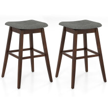 Set scaun de bar rotativ din 2 piese cu suport pentru picioare, tapițerie din in