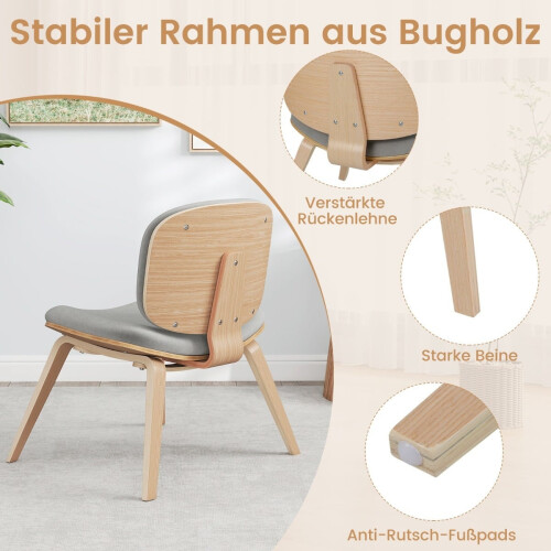 Scaun decorativ cu spătar, șezut căptușit – Gri deschis 2