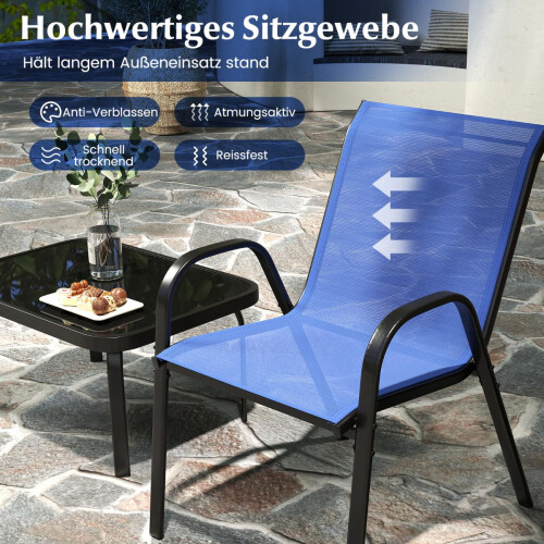 4-Piece Patio Set with Metal Frame & Glass Tabletop 2