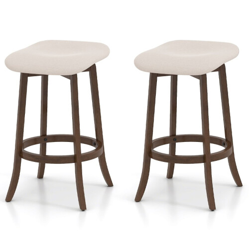 Drehbare Barhocker, 2er-Set, gepolsterte Sitze, braun