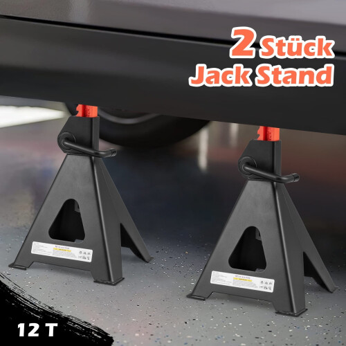 12-Ton Jack Stand Set, Adjustable Height, Heavy Duty 2