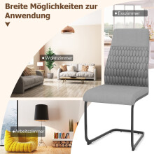 Set de 4 scaune de sufragerie gri fără brațe cu spătar înalt