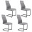 Set of 4 Gray Armless Dining Chairs with High Back 2