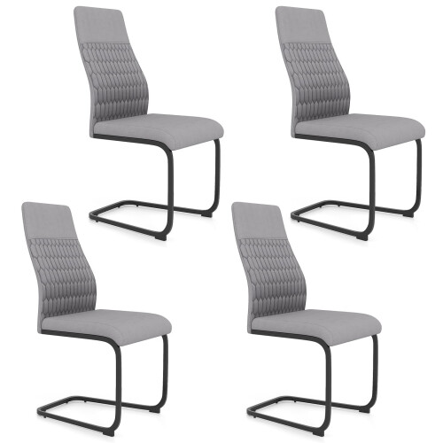 Set of 4 Gray Armless Dining Chairs with High Back 1